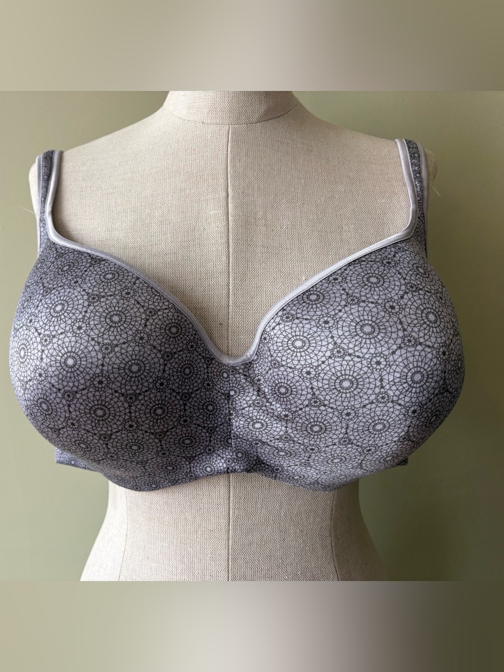 Addition Elle Mauve Grey Pattern Wireless Bra 42DD